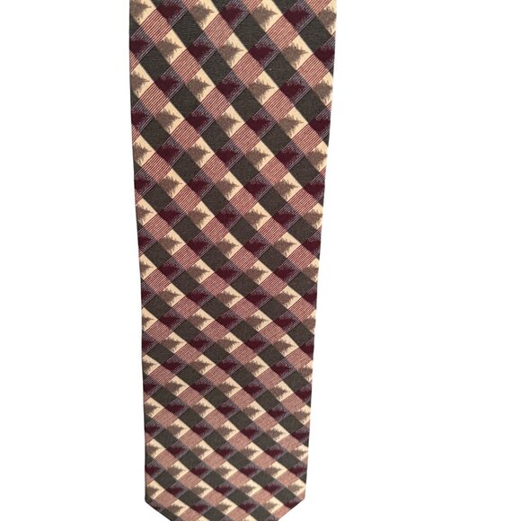 Giorgio Armani Cravatte Geometric Checkered Silk Tie Made In Italy - Picture 2 of 4